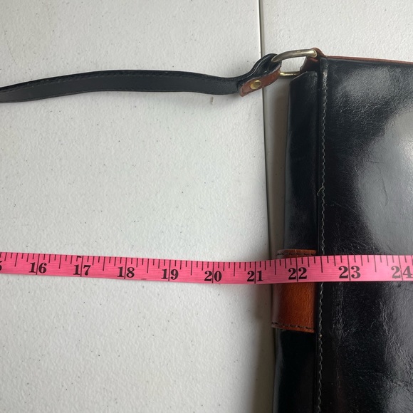 Vintage Leather Purse/Handbag Black/Brown Made in Italy - Picture 10 of 10